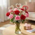 Bouchon de fleur Bouchon décoratif Saint Valentin coeur rouge 7cm 12 pcs | Floristik24.be