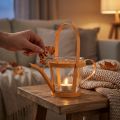 Lanterne verre arrosoir décoratif métal orange Ø14cm H13cm | Floristik24.be