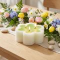Bougie trois mèches vert blanc forme fleur Ø11,5cm H4cm | Floristik24.be