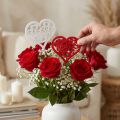 Bouchon fleur coeur rouge, blanc Bouchon décoratif Saint Valentin 7cm 12pcs | Floristik24.be