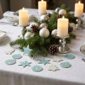 Décoration de Noël à paillettes blanc/turquoise 36 pcs | Floristik24.be