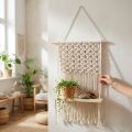Suspension pour plantes en macramé, style bohème, étagère suspendue, porte-plantes, décoration de fenêtre, planche en bois, 40 x 15 cm | Floristik24.be