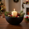 Bougeoir noir argenté décoration de Noël Ø13cm H6.5cm | Floristik24.be
