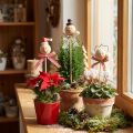 Bouchon décoratif bonhomme de neige bouchon de fleur bois naturel 5cm 9pcs | Floristik24.be
