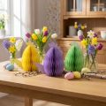 Figurines décoratives poulet en nid d'abeille jaune vert violet 18,5x12x20cm 3pcs | Floristik24.be