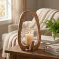 Lanterne bois verre lanterne décoration salon Ø12cm H20cm | Floristik24.be