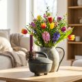 Vase décoratif pichet en céramique aspect antique beige anthracite 18cm | Floristik24.be