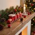 Train en bois avec coffrets cadeaux, rouge et blanc, lot de 2, 18x3x4,5 cm - Décoration de Noël | Floristik24.be