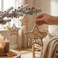 Étoile en jute à suspendre naturelle Ø18 cm, lot de 4 pièces | Floristik24.be