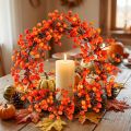 Couronne décorative de baies, baies rouges et oranges artificielles, Ø30cm | Floristik24.be