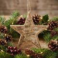 Étoile déco rustique en bois avec corde naturelle Ø15 cm | Floristik24.be