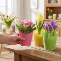 Cache-pot en papier tressé rose jaune vert Ø9cm H18cm 9pcs | Floristik24.be