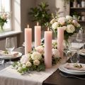 Bougies teintes dans la masse Rose clair 50×300mm 4pcs | Floristik24.be