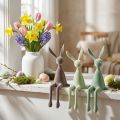 Lapins de Pâques décoratifs à poser sur une étagère, floqués, verts/marrons, 28 cm, lot de 3 | Floristik24.be