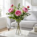 Pivoines Fleurs Artificielles à Longue Tige Rose 70cm 3pcs | Floristik24.be