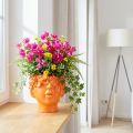 Pot de fleurs en forme de buste en forme de tête de plante Orange 13,5 × 13 × 14 cm | Floristik24.be