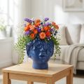 Tête de plante en polyrésine, buste, jardinière, bleu, 13,5 x 13 x 14 cm | Floristik24.be