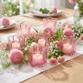 Porte-bougies chauffe-plat en forme de fleur, verre rose, Ø 7,5 cm x H 6 cm, lot de 6 | Floristik24.be