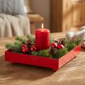 Plateau décoratif carré en métal rouge 15×15cm 2pcs | Floristik24.be