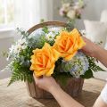 Rose en mousse Ø15cm jaune 4pcs | Floristik24.be