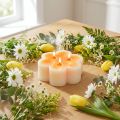 Bougie trois mèches blanc orange en forme de fleur Ø11,5cm H4cm | Floristik24.be