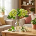 Hortensias Artificiels Fleurs Vertes Feuilles L43cm 2pcs | Floristik24.be