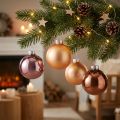 Boules de Noël en verre rose abricot Ø6cm 24 pcs | Floristik24.be