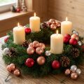 Miroir Baies Verre de Noël Abricot Argent Ø40mm 32 pcs | Floristik24.be
