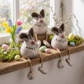 Lapin de Pâques céramique bord d'étagère 6,5×7×9,5cm 3pcs | Floristik24.be
