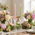 Bougeoir en verre transparent avec rainures H20cm 2pcs | Floristik24.be