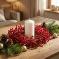 Couronne de baies rouges, anneau décoratif artificiel vert Ø30cm | Floristik24.be