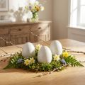 Décoration oeufs de Pâques en céramique gris or à pois 8,5cm 3 pcs | Floristik24.be