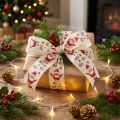 Ruban de Noël avec Père Noël en coton crème 40 mm 15 m | Floristik24.be