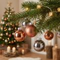 Boules de verre sapin de Noël argenté abricot Ø4cm 24 pcs | Floristik24.be