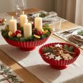 Assiette sur pied Plateau déco rétro Métal Rouge Ø24cm 2pcs | Floristik24.be