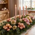 Miroir baies boules de verre fil rose abricot Ø40mm 32 pcs | Floristik24.be