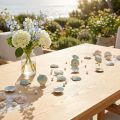 Guirlande de coquillages avec perles turquoise or argent L112cm 3pcs | Floristik24.be