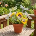 Décoration libellule sur fil été jaune violet 8x8cm 12 pcs | Floristik24.be