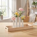 Plateau Décoratif Bois Mini Vases Céramique Blanc Or 35x14cm | Floristik24.be