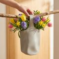 Vase décoratif en céramique Sac Shopper Gris 19×4,5×33cm | Floristik24.be
