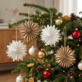 Étoiles décoratives en papier blanc et brun 16 cm – Set de 6 | Floristik24.be