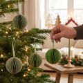 Boules en papier alvéolé vert et doré 7 cm lot de 4 | Floristik24.be