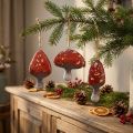 Charmants champignons rouges décoratifs avec ficelle de jute, 3 cm – Décorations parfaites pour l'automne et Noël – Lot de 6 | Floristik24.be