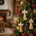 Lot de 12 anges décoratifs en bois et raphia naturel, 11 cm | Floristik24.be