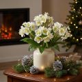 Roses de Noël fleurs artificielles blanches en bouquet de 18 fleurs 60cm | Floristik24.be