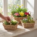 Panier à plantes rectangulaire en osier naturel 39/33/27cm lot de 3 | Floristik24.be