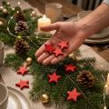 Décoration à disperser étoiles de Noël étoiles en bois rouge Ø4cm 24 pcs | Floristik24.be