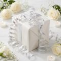 Ruban cadeau ruban à friser blanc avec rayures argentées 5mm 250m | Floristik24.be