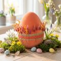 Oeuf de Pâques décoration oeuf orange abricot plastique floqué 20cm | Floristik24.be