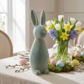 Lapin de Pâques décoratif, floqué, gris-vert, H47cm | Floristik24.be